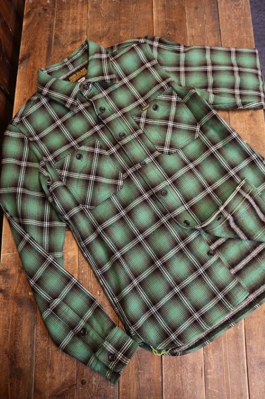 IRON HEART アイアンハート IHSH-406 UHFワークシャツ-グリーン