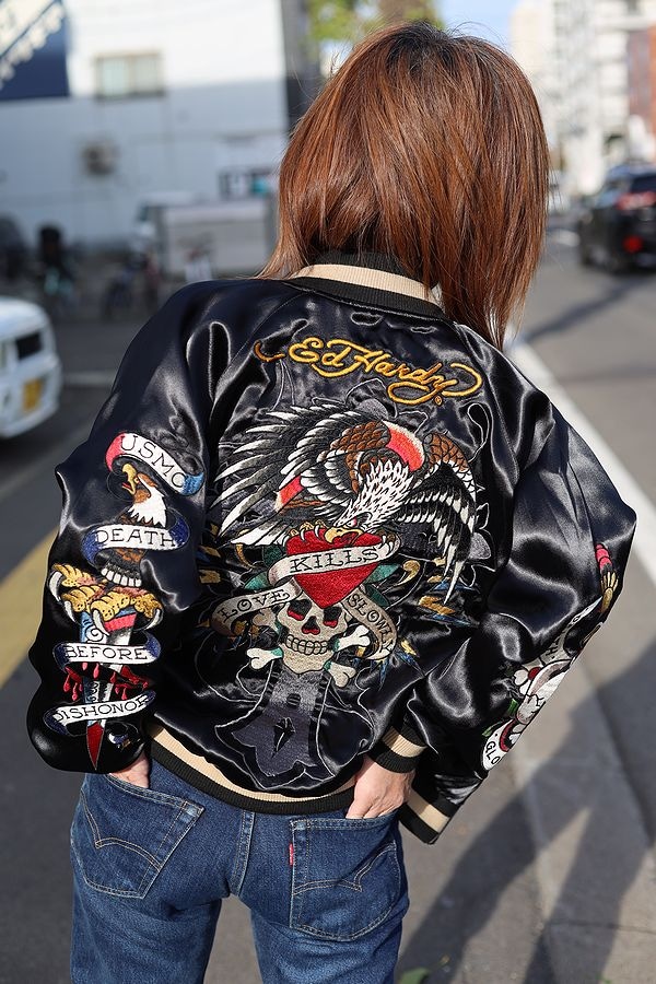 ED HARDY EDH-2413 リバーシブルスカジャン 刺繍 スカル | ED HARDY