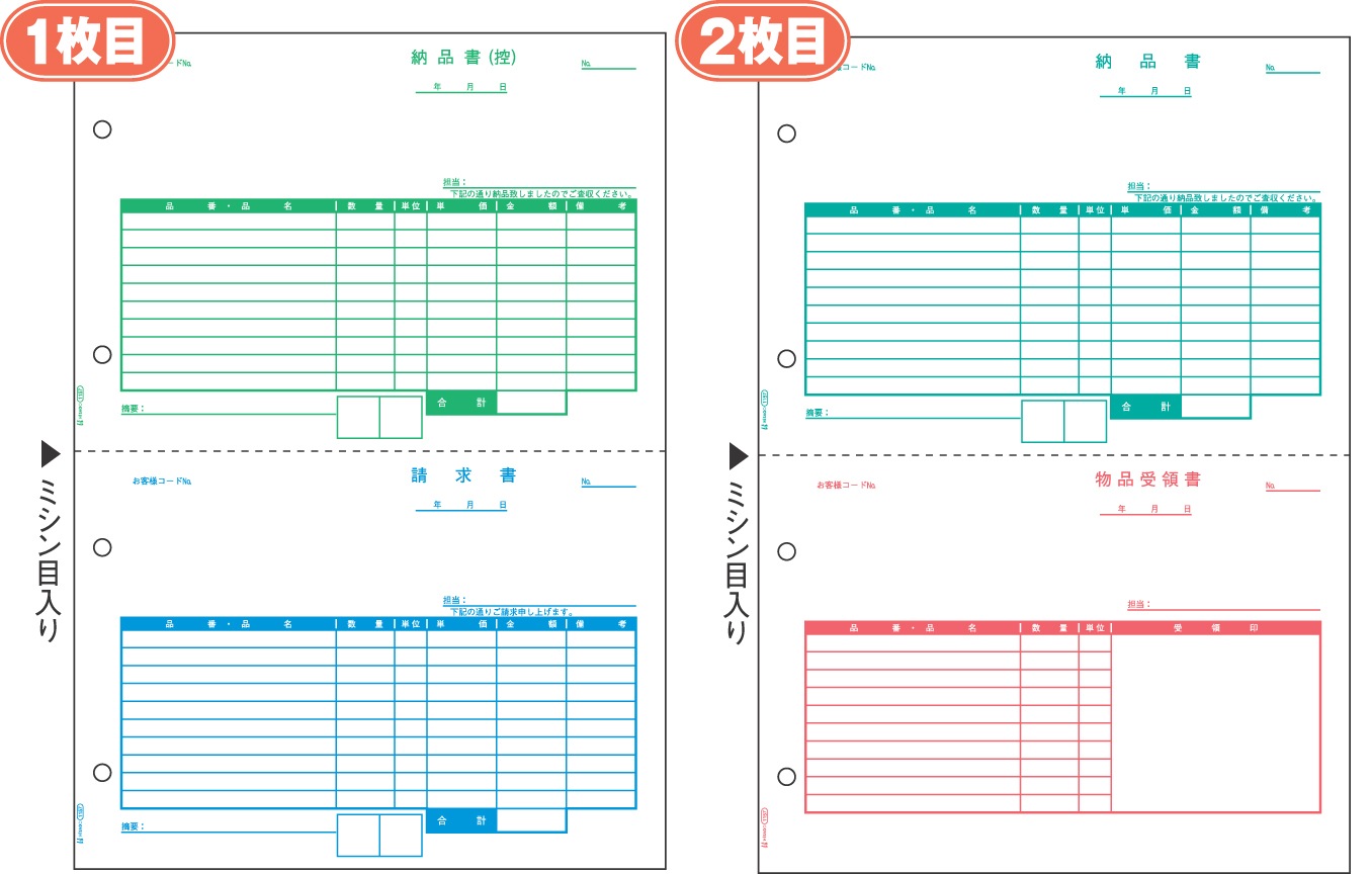 納品書 2面 2枚組（2枚1セット） |ヒサゴオンラインショップ（HISAGO）