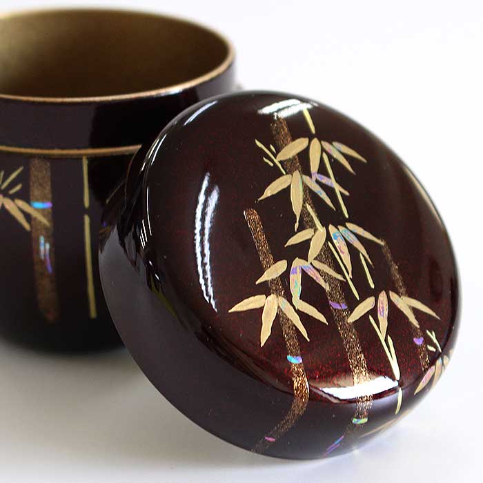 茶道具 棗 東雲 溜塗 中棗 竹蒔絵 ( 内梨子地 )