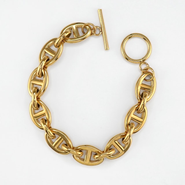 21D0002STLG ステンレス製ブレスレット マリーナチェーン ゴールド 幅