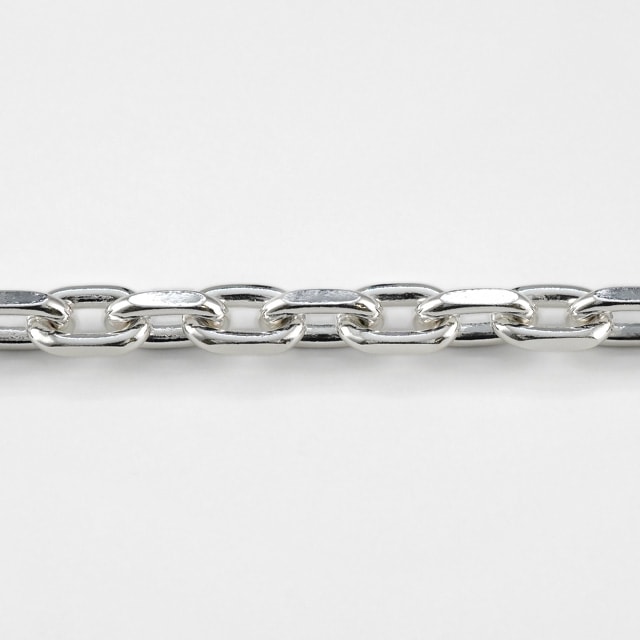 CL2002C10CM SV925製2面カットあずきチェーン 線径2.00mm太さ6.0mm長尺