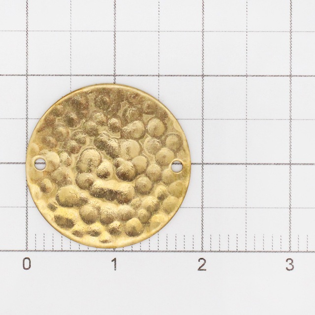 01R0185BRP 真鍮製パーツ ラウンド ハンマード 生地 19.0×19.0×0.7mm 2