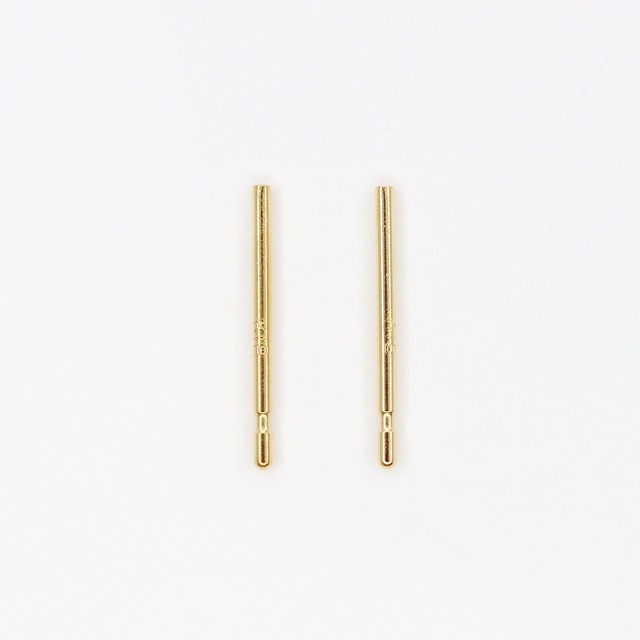 9910008K18EY K18製ピアスポスト ツキサシ YG 10.0mm線径0.65mm 1ペア