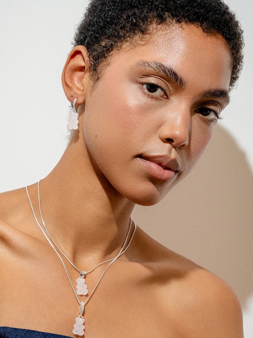 Crystal Haze Jewelry】Fizzy Nostalgia bear ピアス(片耳用) - SV