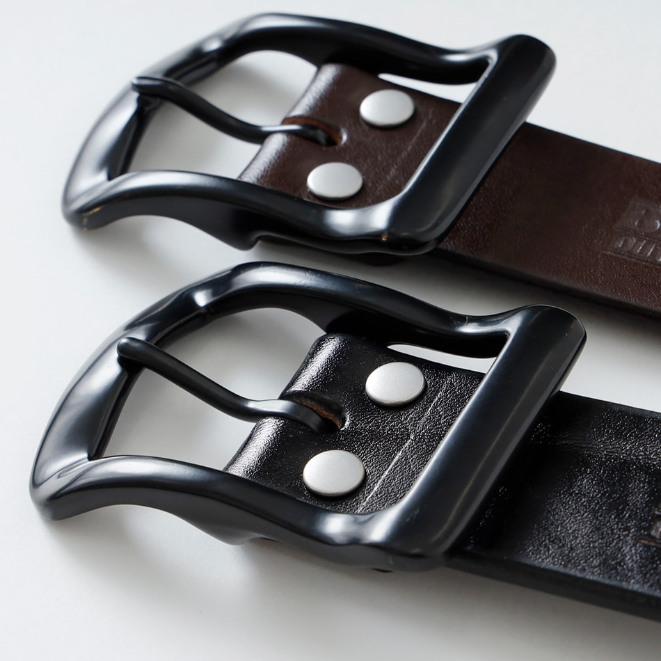 BARNS OUTFITTERS】SQUARE BUCKLE TOCHIGI LEATHER BELT ”BLACK