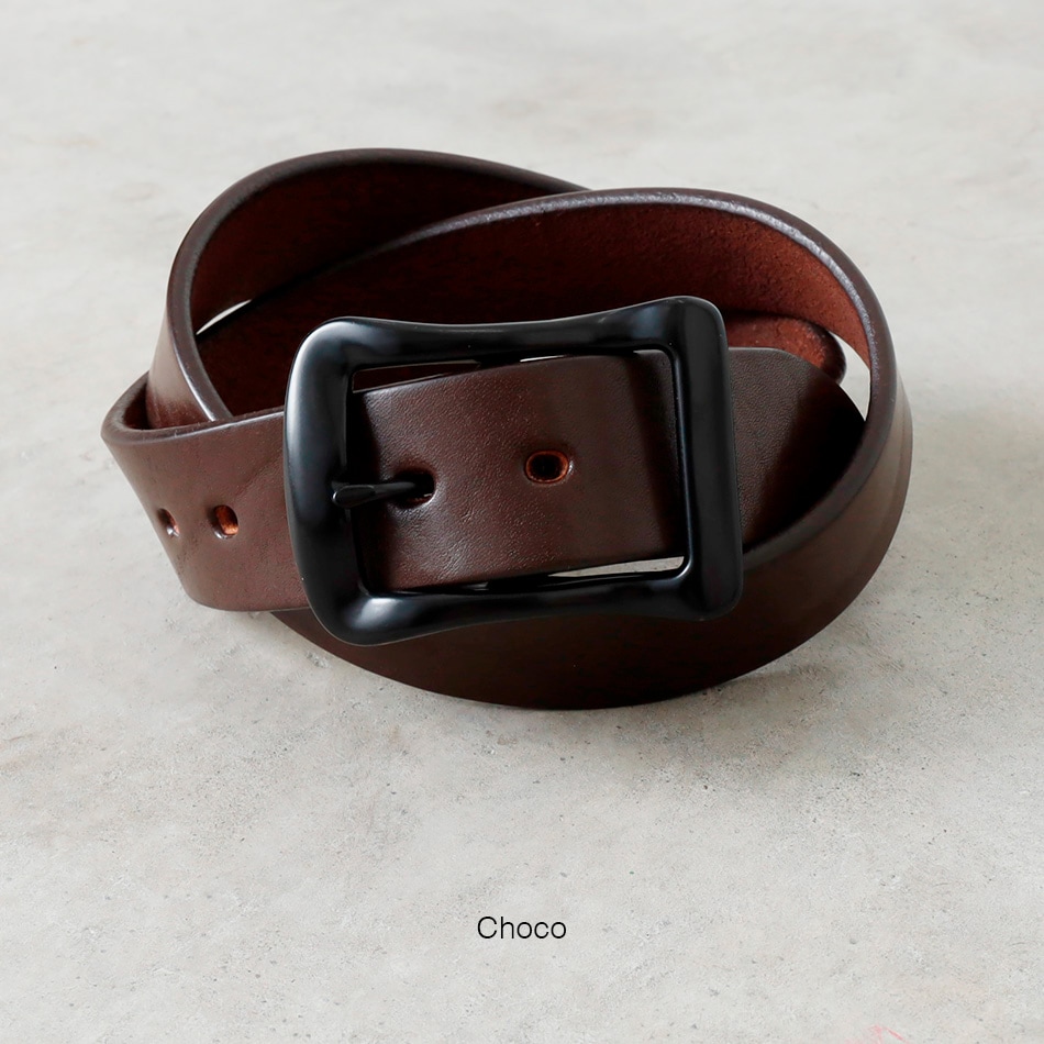 BARNS OUTFITTERS】SQUARE BUCKLE TOCHIGI LEATHER BELT ”BLACK