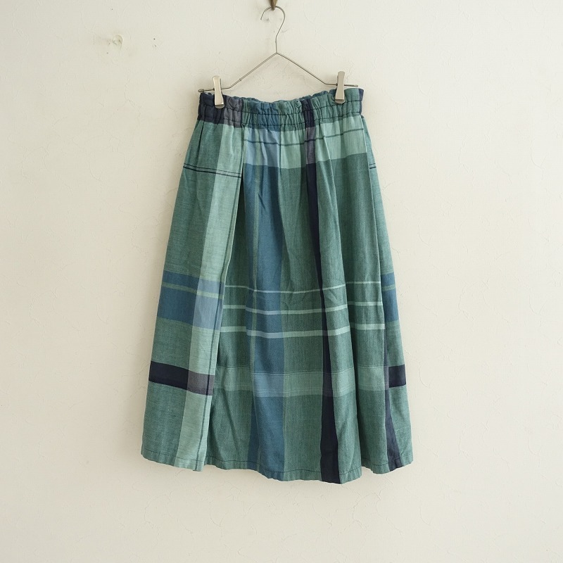 タマキニイメ tamaki niime short コットンチェックギャザースカート 1