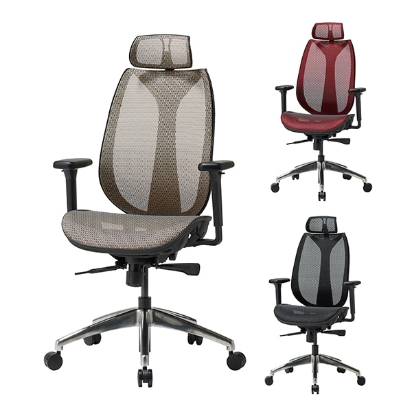 オフィスチェア メッシュ ヘッドレスト 肘付き ハイバック