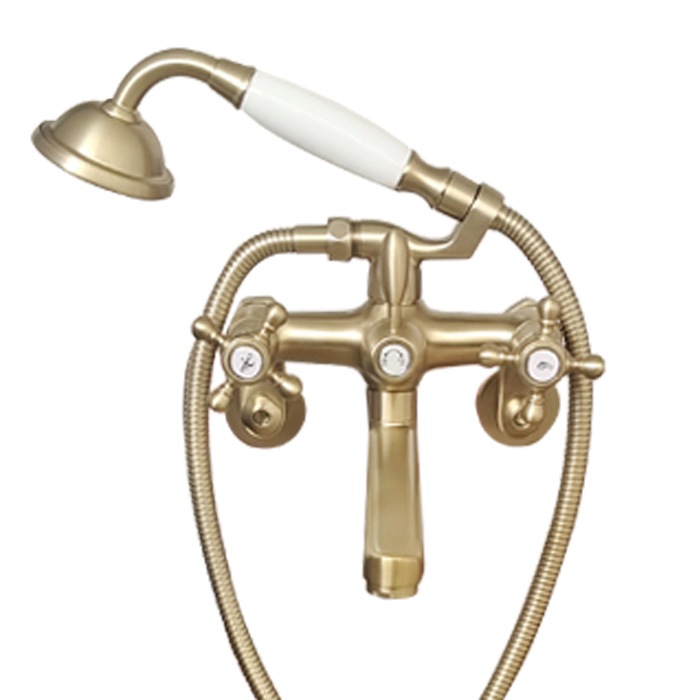 壁付けシャワー水栓 浴室用 おしゃれ アンティークゴールド 古金｜品番