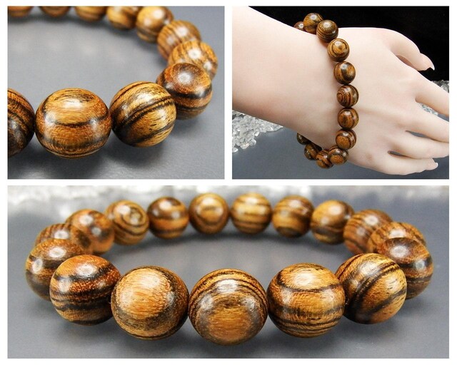 癒しの香り虎紋檀木約12mm木製数珠ブレスレット | 石種別で探す,木製類