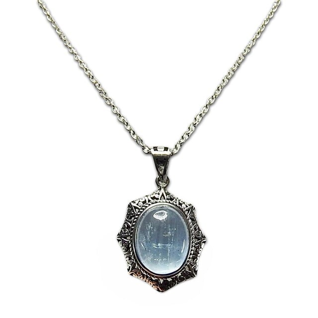 良質透明シラー効果有アクアマリン天然石ネックレス天使の石