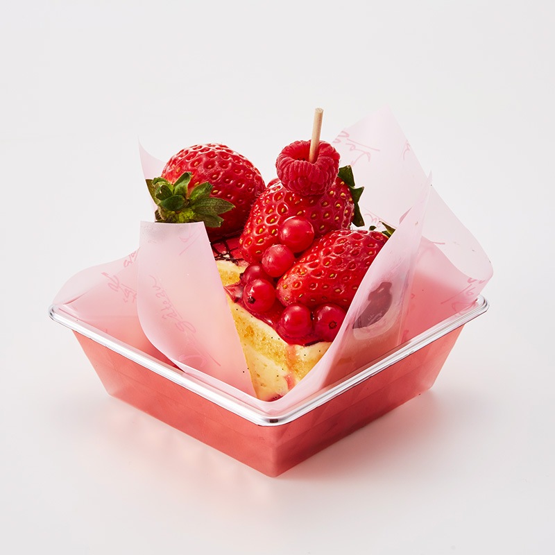 ケーキトレー IK89角ダイヤスクエアトレ―ローズレッド（100枚入