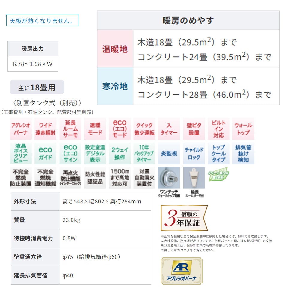 FF式ストーブ コロナ アグレシオ Agratio FF式 石油ストーブ 輻射 主に