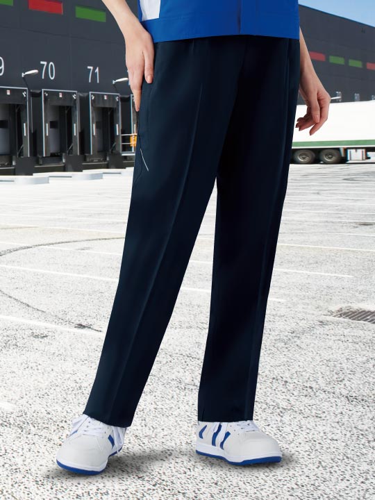 JICHODO】 86806 製品制電ストレッチレディースワンタックパンツ(裏付