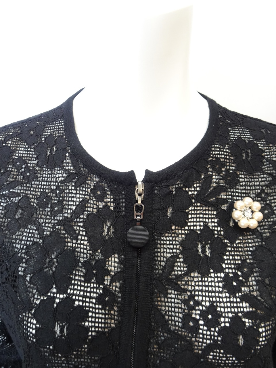 2026年春夏物 レース編みジップアップニットカーディガン 2611015 2月