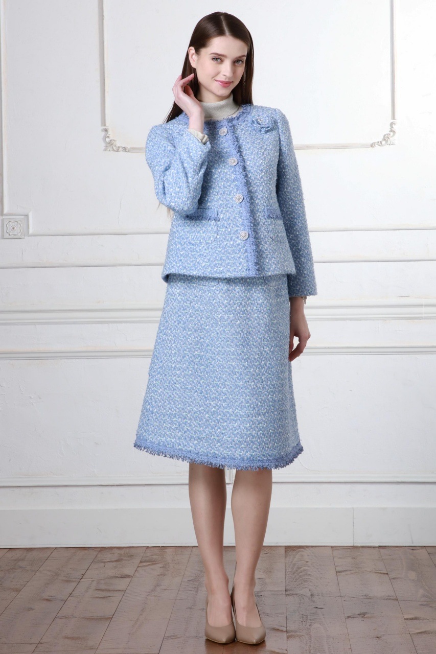 2025年秋冬 ツイード生地ノーカラージャケット 2527019 ｜Super Beauty