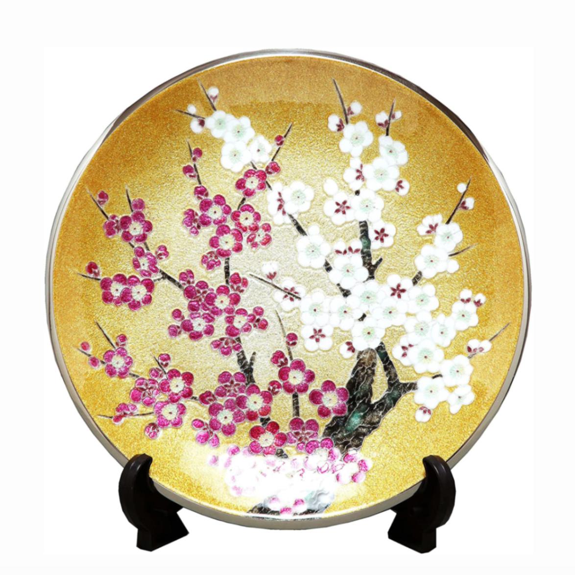 七宝焼き 飾皿 9丸紅白梅 | 飾皿 丸形 | 伝統工芸品・和風記念品 通販