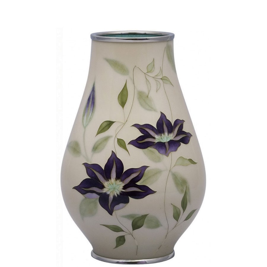 七宝焼き 花瓶（田村丈雅 作） 90号 かぶら型(H27) 白磁式部 | 花瓶