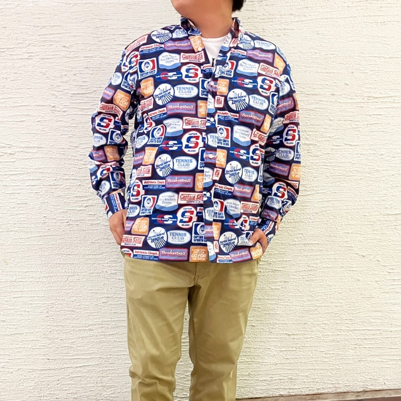 キャプテンサンタ》スポーツワッペン総柄L/SBDシャツ / JOYMARK DESIGN