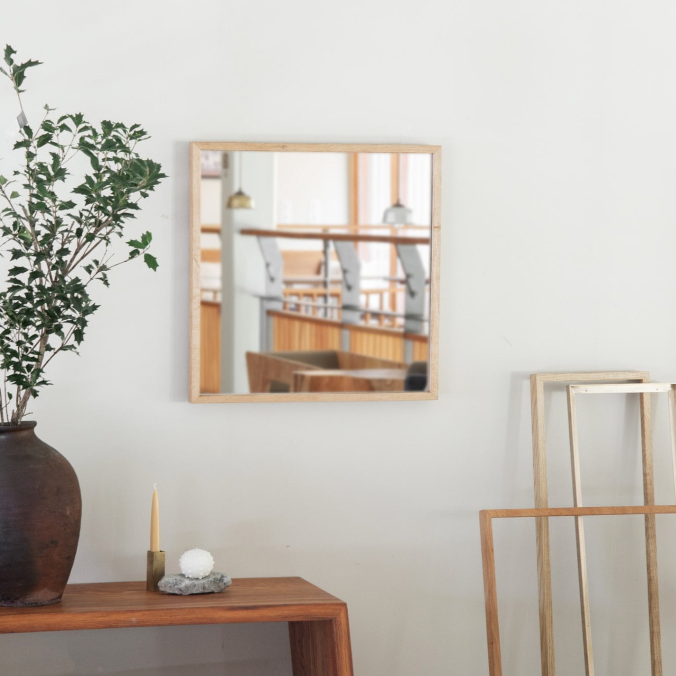 ナラのフレームミラー | 家具,ミラー | オリジナル家具・金物の上手工作所