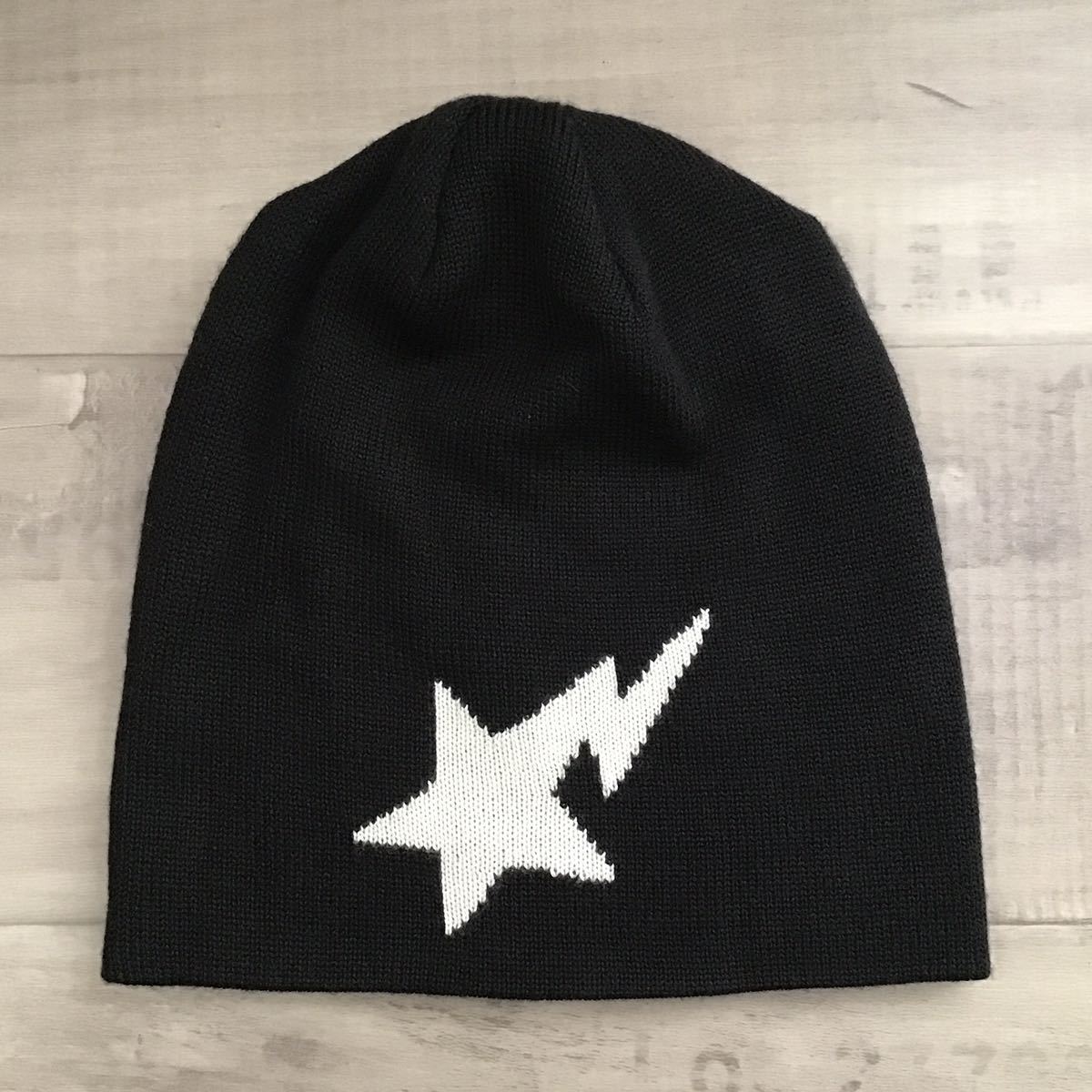 ☆初期☆ BAPESTA ニット帽 black ビーニー a bathing ape BAPE STA