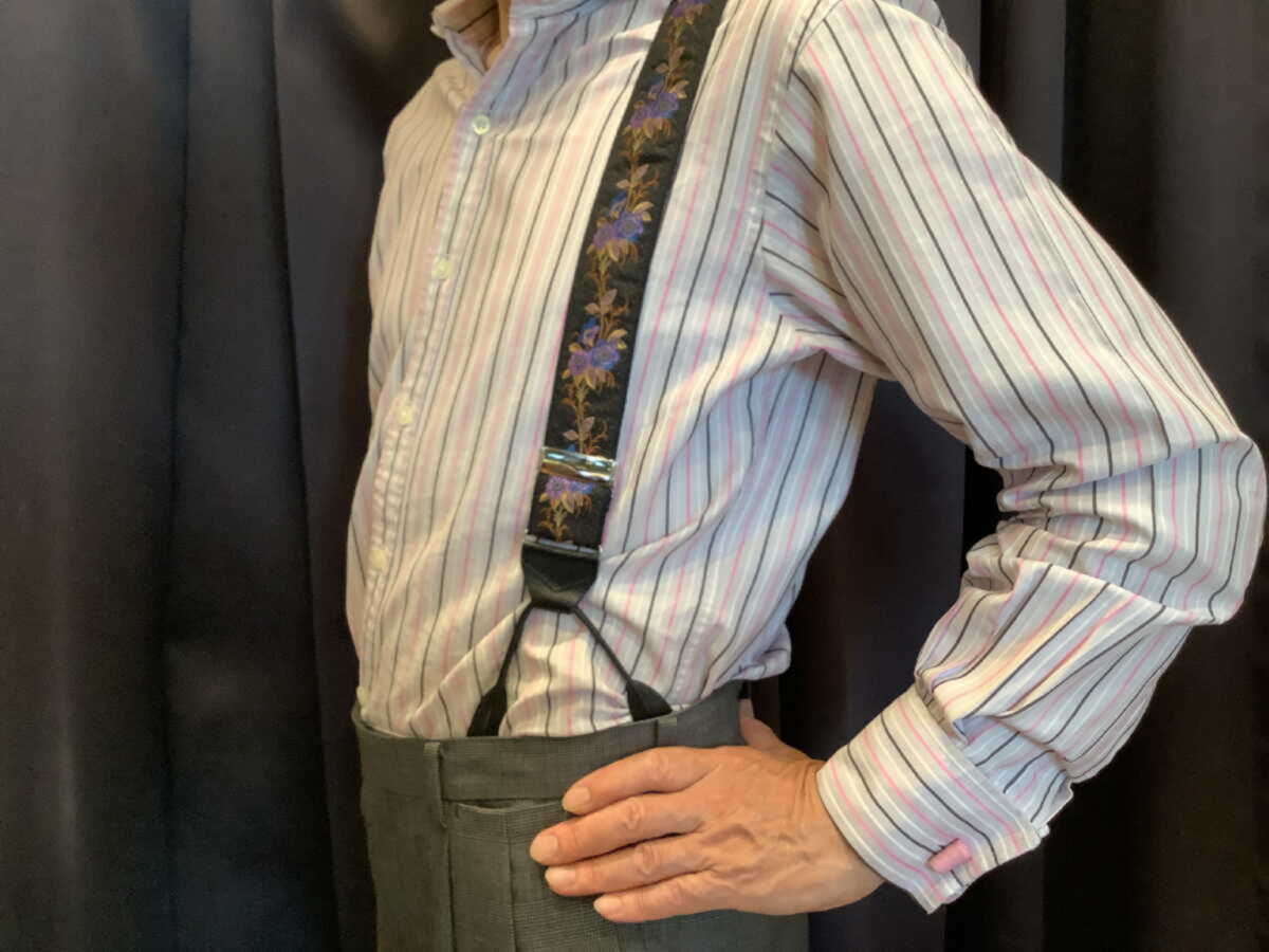 サスペンダー 英国製アルバートサーストン ウーヴェン6ボタン留