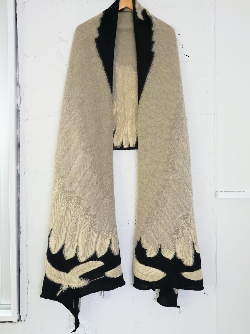 KAPITAL(キャピタル) / 縮絨ウール ラメ 大鷲マフラー/ブラック 25AW