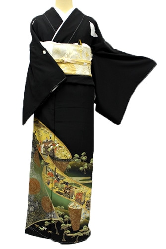 正絹黒留袖レンタルフルセット「箔 平安貴族」 | すべての商品