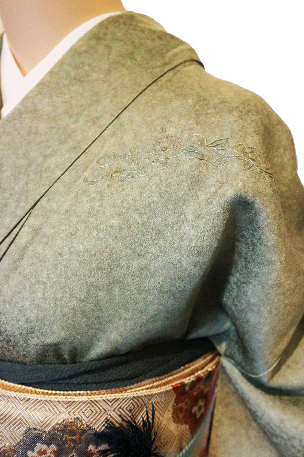 正絹訪問着 レンタルフルセット「汕頭刺繍 唐花華紋」 | レンタル着物