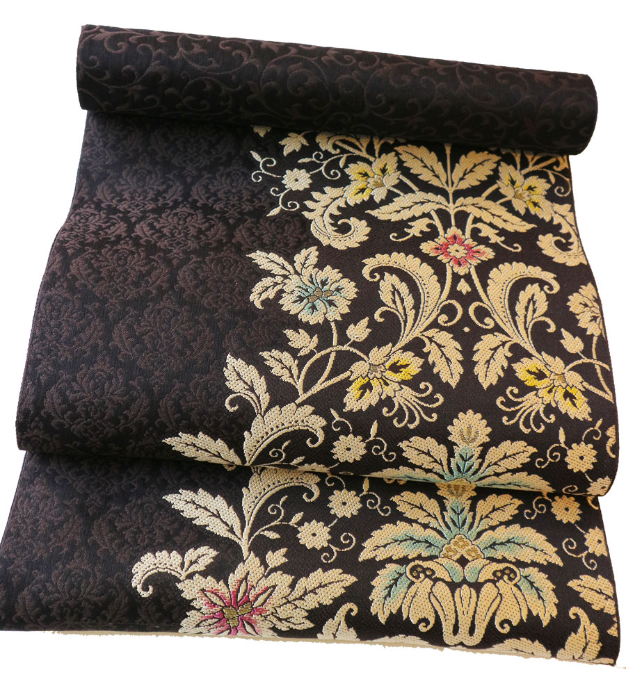 西陣織弥栄織物謹製 九寸名古屋帯「唐草に唐花」 | 販売着物商品