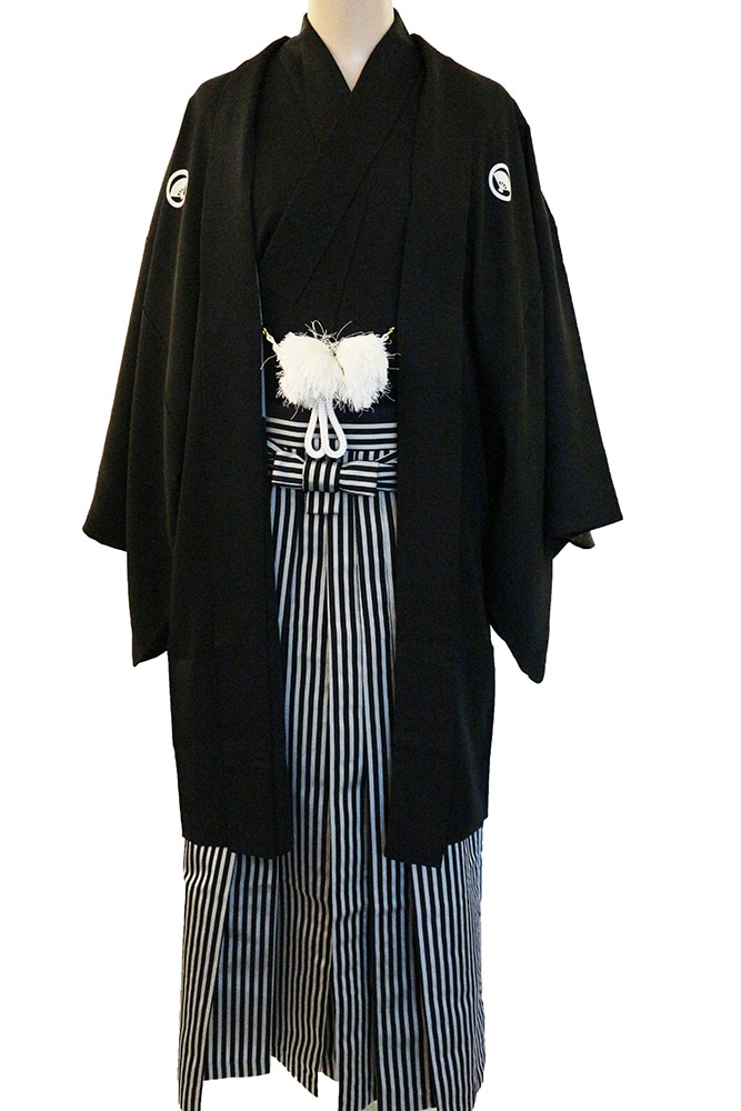 正絹男性着物レンタルフルセット「黒紋付」 | レンタル着物,男性用着物