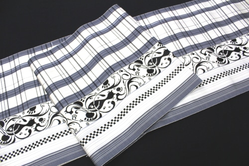 m-45 本場筑前博多織 黒木織物 猫 足跡 名古屋帯 正絹 未使用極美品