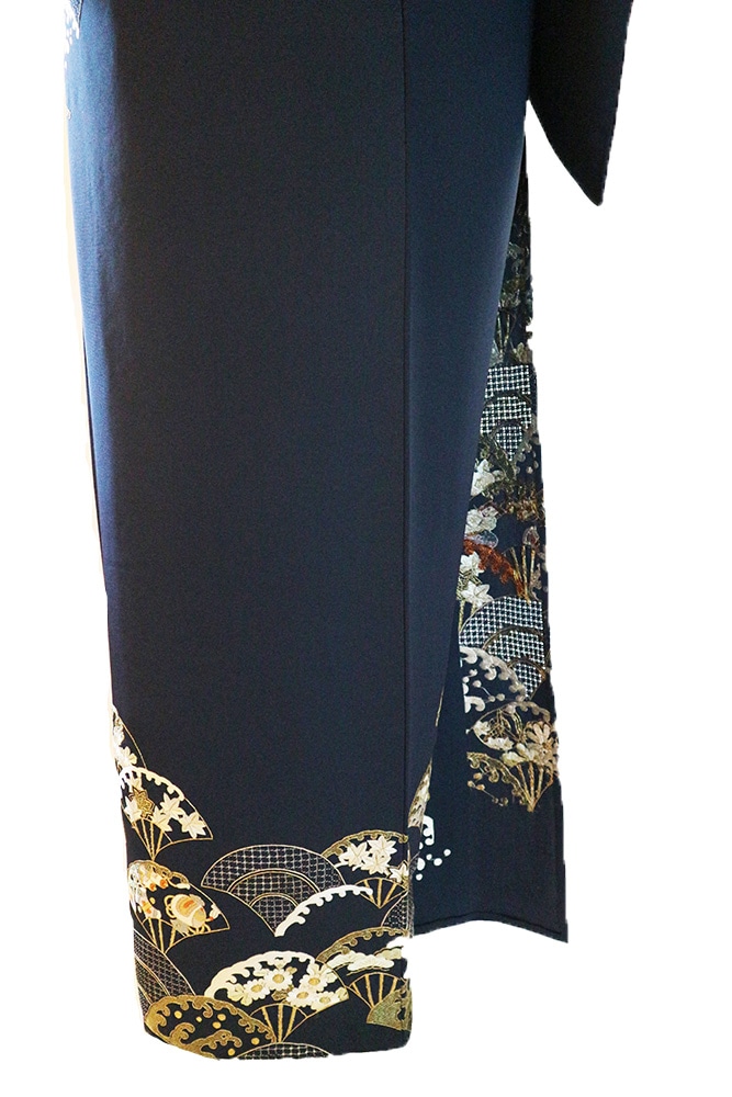 正絹単衣訪問着 レンタルフルセット「扇に波花宝尽くし刺繍」 | すべて