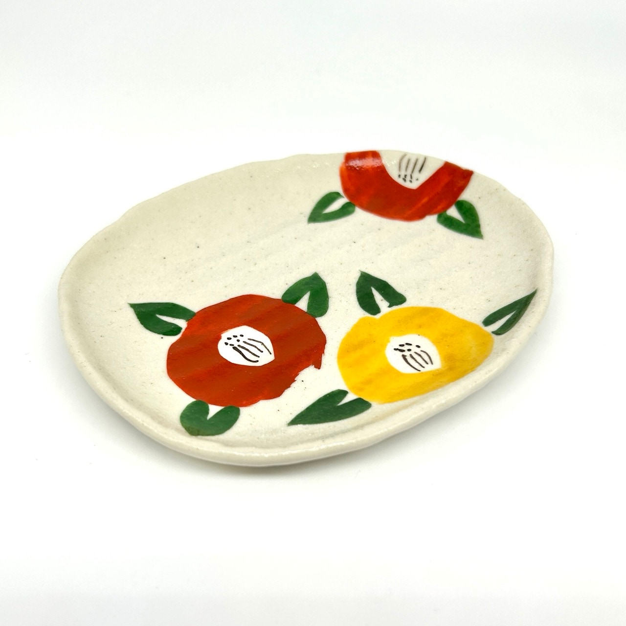 美濃焼】赤絵椿銘々皿｜創亭やぶきたオンライン