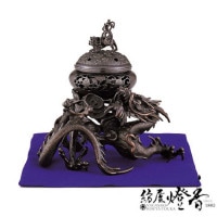 香炉/香器『高岡銅器【獅子龍香炉/金銀彩色】銀製/釘谷洞石作』竹中
