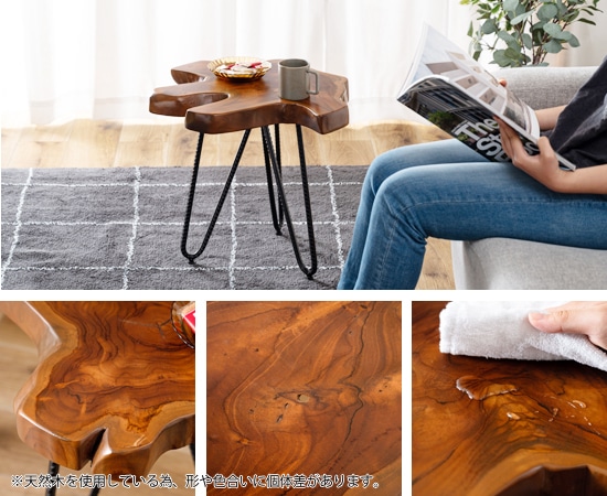 ソリッドウッドサイドテーブル｜TTF-185｜天然木｜素材を活かした机