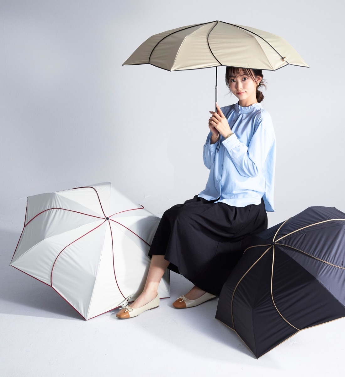 ひっくり返りにくい 超軽量 日傘 折りたたみ 晴雨兼用 U.Light～airia