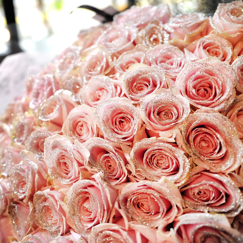 キラキラピンクローズ 100本の花束 | バラ・生花,ピンクローズ,花束