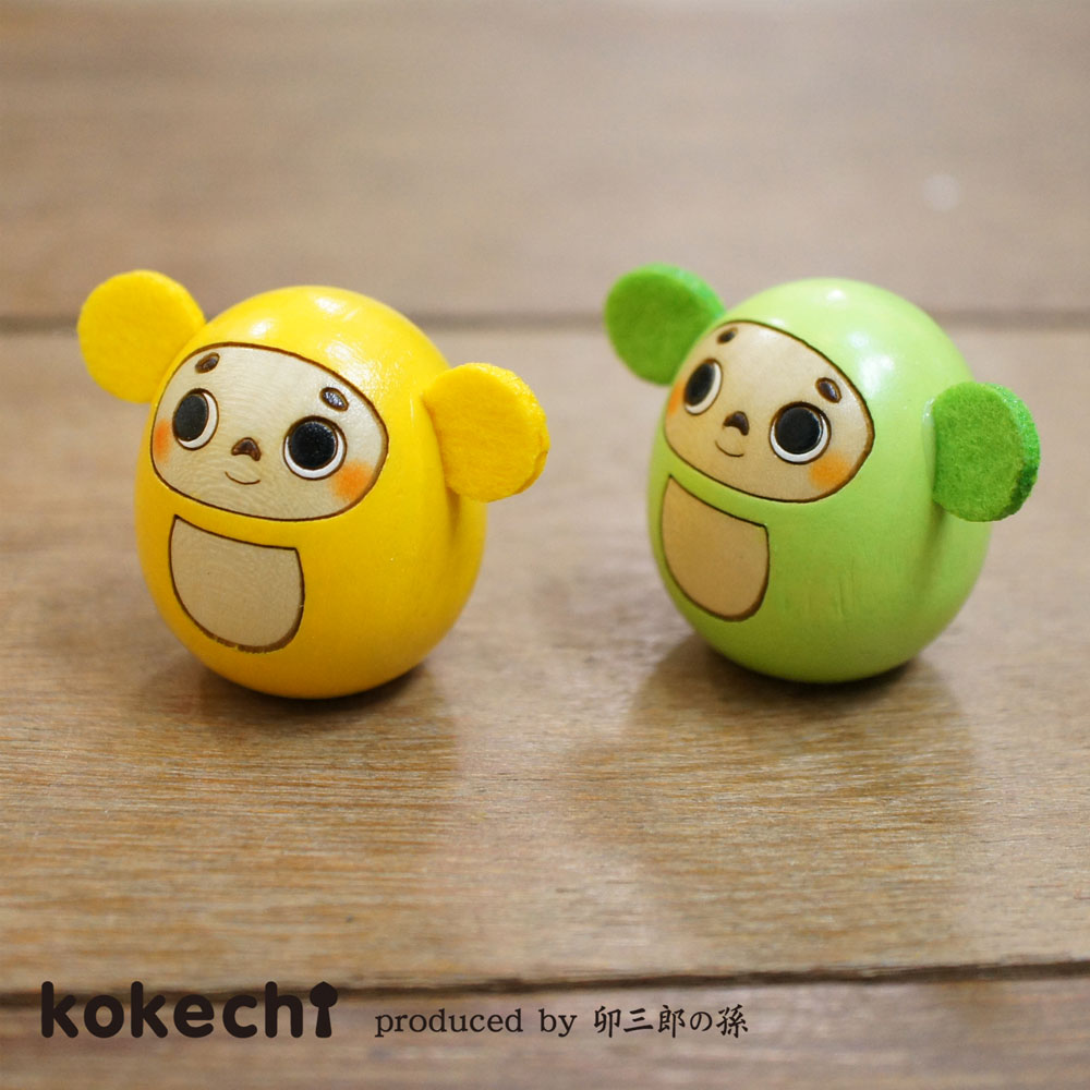 チェブラーシカ【たまごこけし】黄色・緑 by kokechi【ロシア 絵本 母