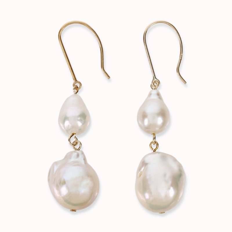 オイスターバロックパール 揺れるパールピアス イヤリング変更可 淡水