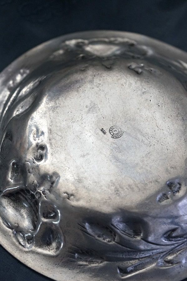 アンティーク エタンEtain錫ピューター麦とぶどうのプレートW26cm gk