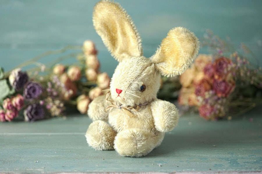 ブラームスの子守歌オルゴール入りうさぎさん25cm 1959年製 gt-1023の