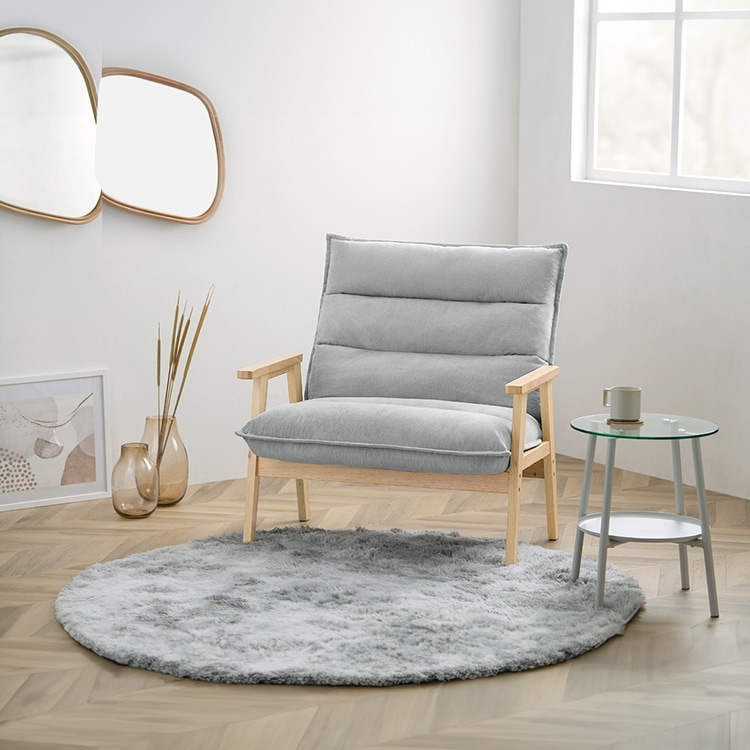 1人掛けワイドハイバックソファ LHB-1W グレー｜SIMPLE STYLE