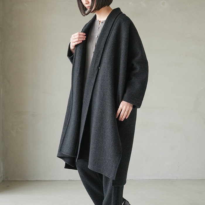 e223k102) / evam eva (エヴァムエヴァ) / press wool robe coat