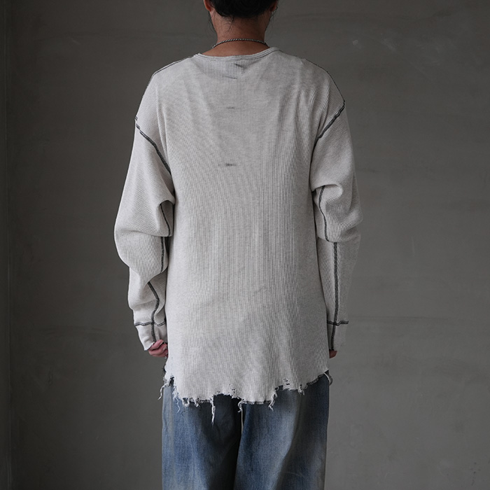anc-ct77) / ANCELLM (アンセルム) / DAMAGE WAFFLE CREW LS T-SHIRT