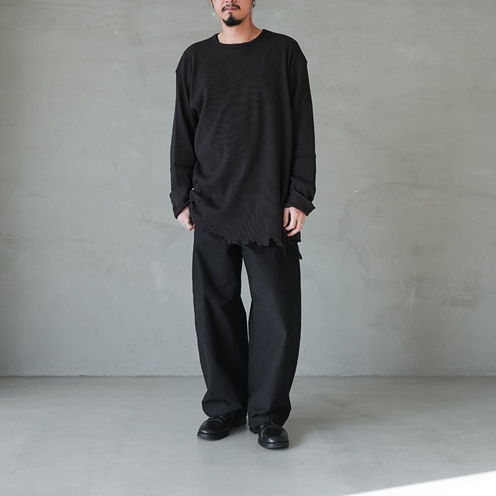 anc-std-ct03) / ANCELLM (アンセルム) / DAMAGE WAFFLE CREW LS T