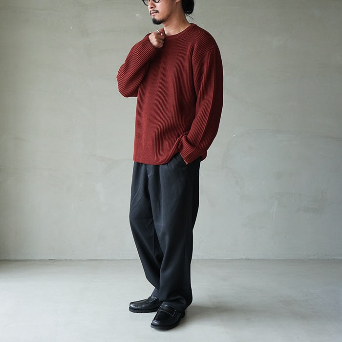 40%OFF】（bn-24fm-042） / BATONER(バトナー) / SOLID WOOL RIB CREW