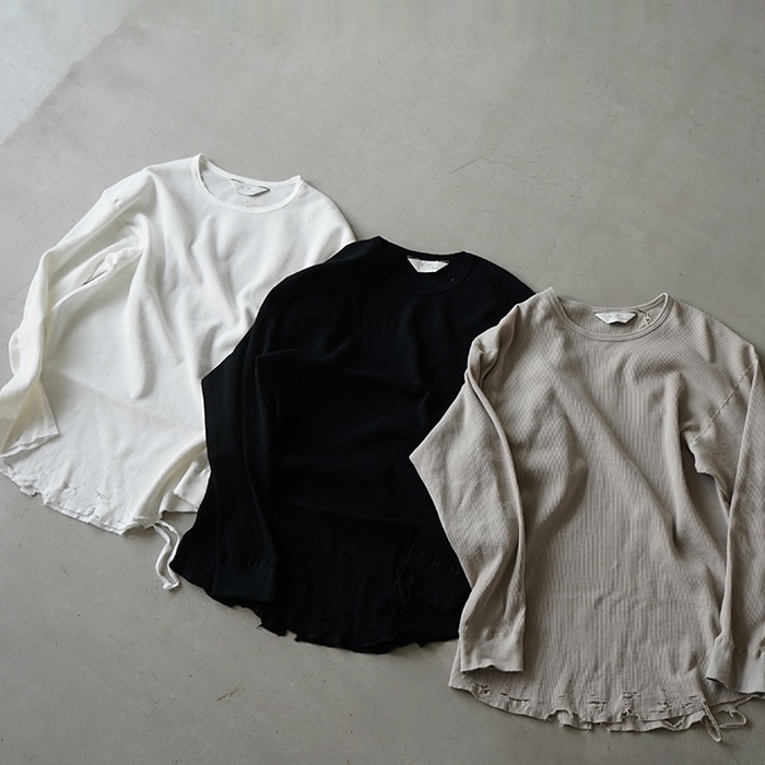 anc-ct56) / ANCELLM (アンセルム) / DAMAGE WAFFLE CREW LS T-SHIRT