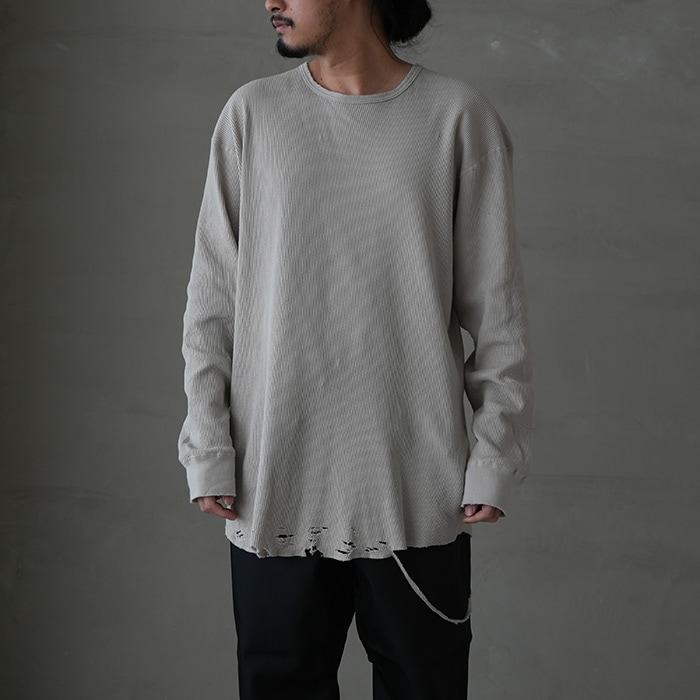 anc-ct56) / ANCELLM (アンセルム) / DAMAGE WAFFLE CREW LS T-SHIRT